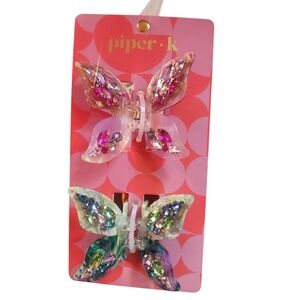 Piper K Rhinestone Butterfly Hair Clips Set